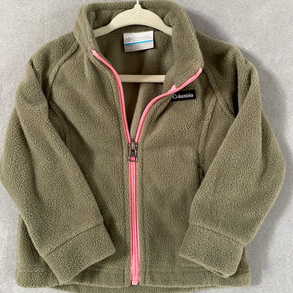 Columbia Toddler Benton Springs Fleece Jacket - size 2T - green with pink zipper